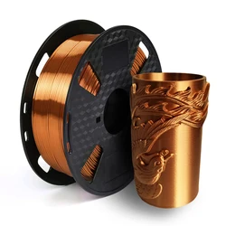 Silk Copper PLA 3D Printer Filament, brilhante caneta 3D, materiais de impressão, consumíveis, luxuoso, sedoso, rico brilho, 1,75mm, 250g, 500g, 1kg