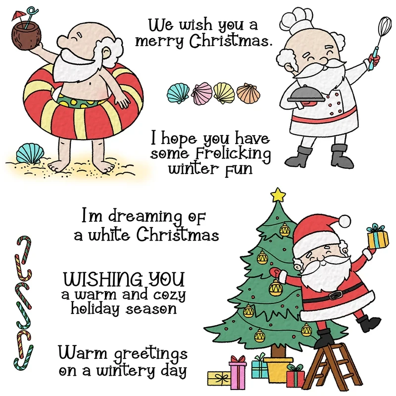 

Cute Santa Clause Christmas Tree Cutting Dies Clear Stamp DIY Scrapbooking Metal Dies Silicone Stamps For Cards Decor