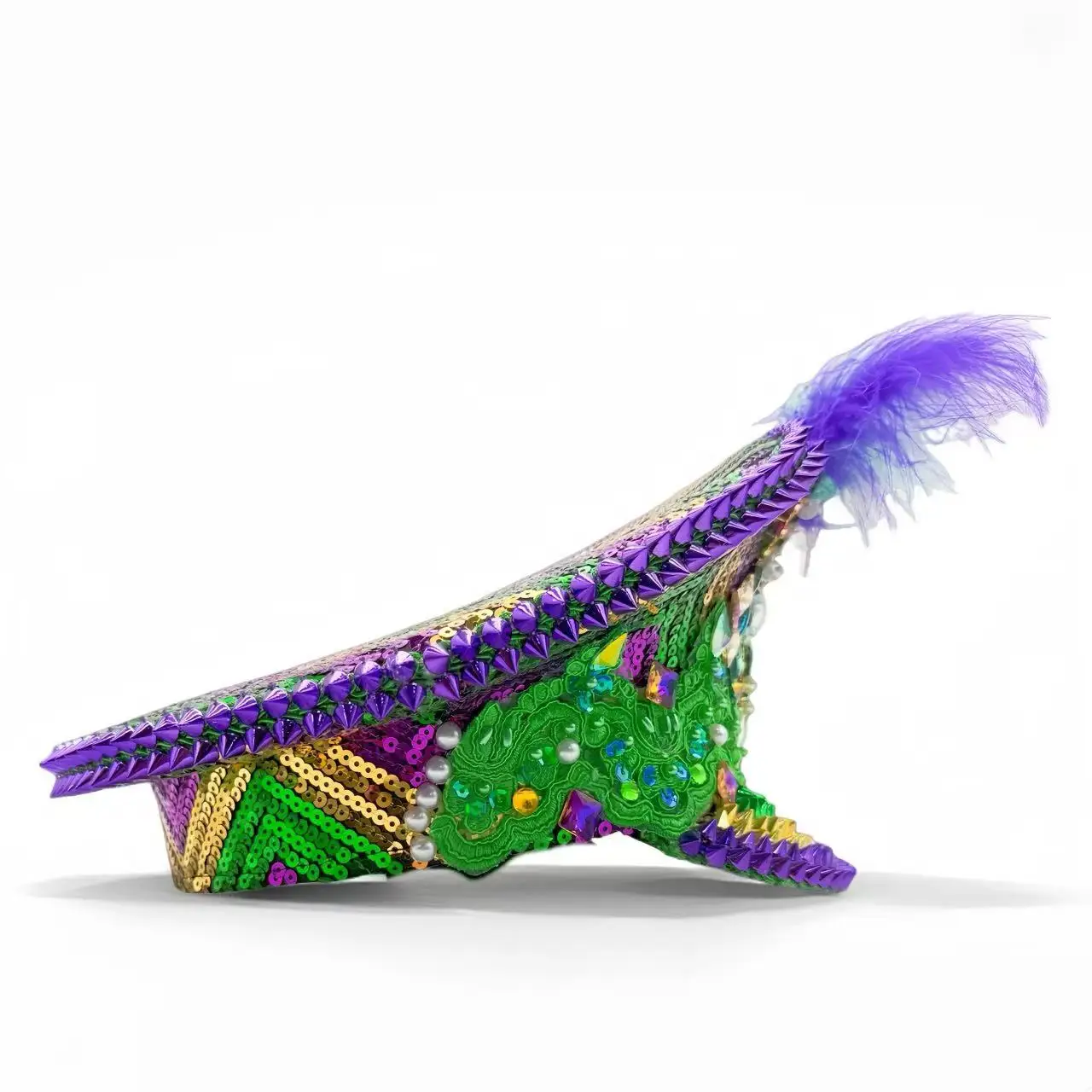 HongLuan Yellow Laser Leather Loop Captain Hat Rhinestone & Military Caps for Woman, Rave Festivals Accessories ＆ Party Cap Man