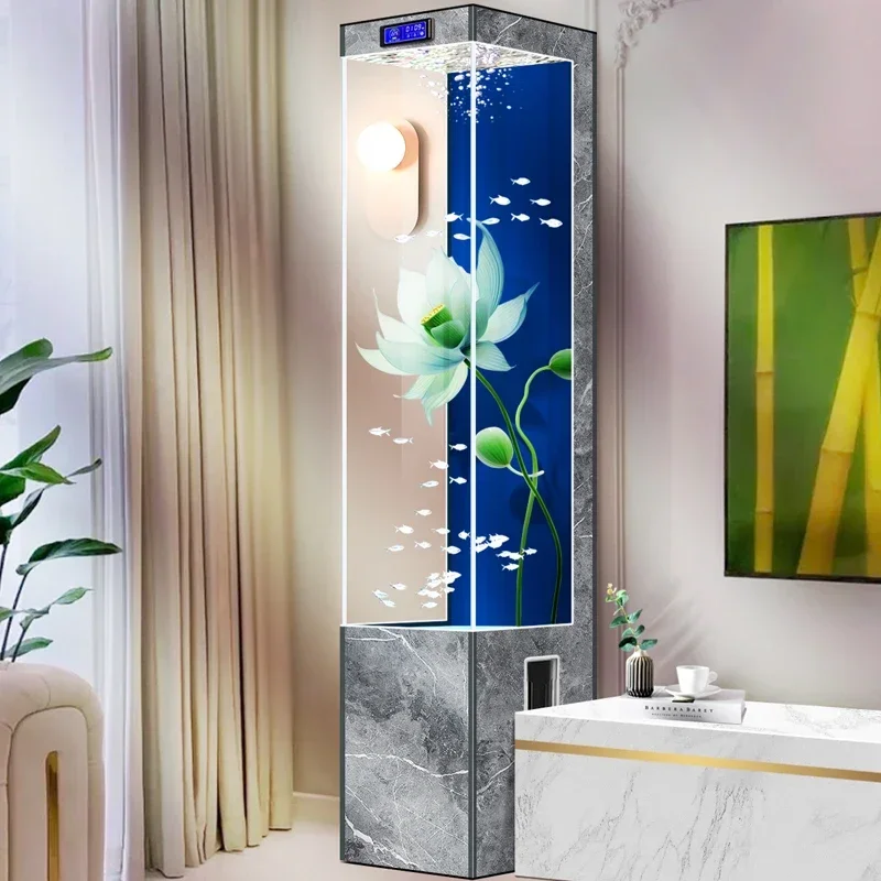 

ML трехмерный аквариум для гостиной, небольшой фильтр для спины, ультра-белый стеклянный экологический цикл, аквариум со свободной сменой