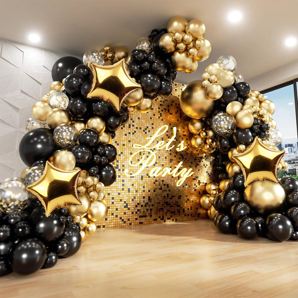 Black Gold Balloons Garland Arch Kit Confetti Latex Balloons Graduation Decor Anniversary Birthday Party Decor Kids Baby Shower