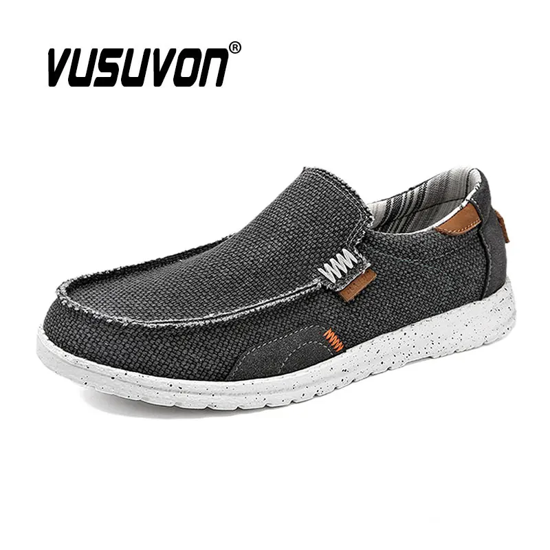 Fashion Men Light Cavans Shoes For Walking Jogging Breathable Slip on Loafers Father Gift Casual Black Flats Big Size 39-47