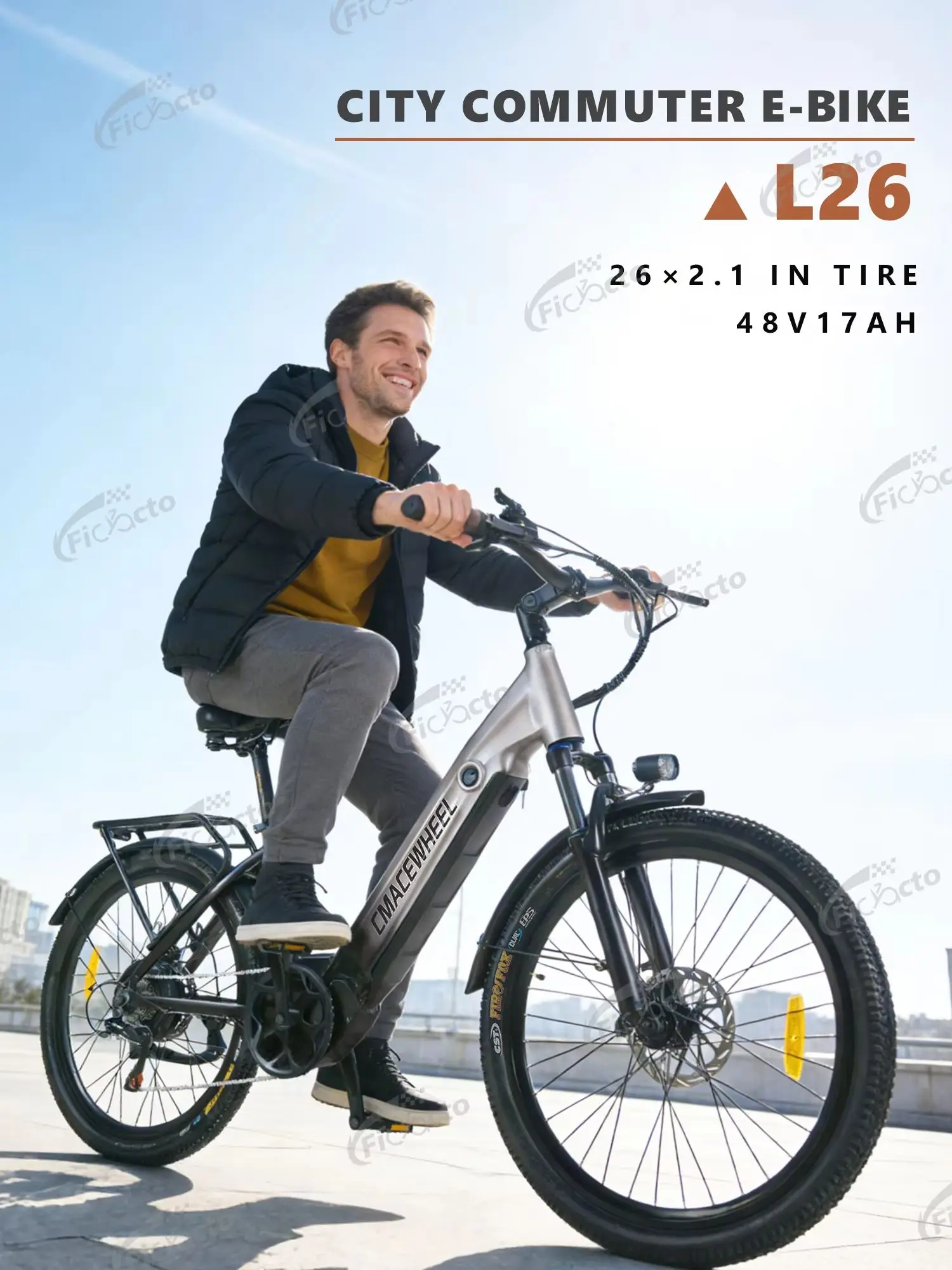 Elektrofahrrad 48V 17,5AH City E-Bike mit Ölbremse Step-Straddle E-BIKE CMACEWHEEL L26 Elektrofahrrad für Erwachsene E-Mountainbike