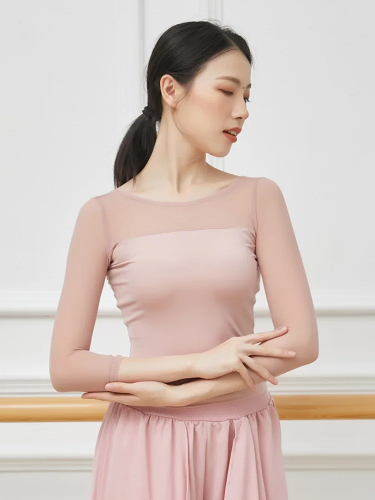 Mesh Patchwork Modern Dance Weibliche Fantasia Party Tops Latin Frauen Slim Fit Straße Jazz Kostüm Bühne Tragen Frau Bauch T-shirt