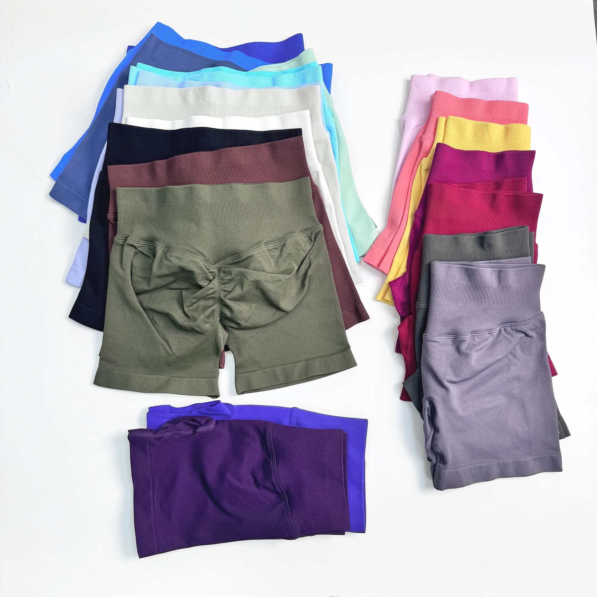 

Mileegirl Seamless Impact Yoga Shorts for Women Scrunch Butt Sports Leggings Quick Dry Gym Tights Ribbed Waist Workout Shorts