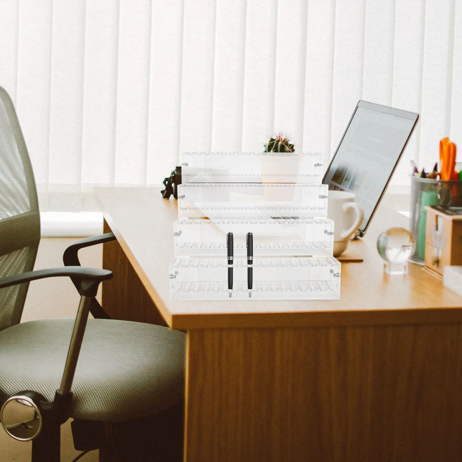Acrylic Pen Holder 192-Slot Transparent Vertical Pen Display Stand Tiered Desk Organizer Fountain Pens Markers