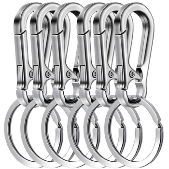 6Pcs Carabiner Clip Keychain Metal Carabiner Shape Key Ring Keyring Key Holder Clips Hook…