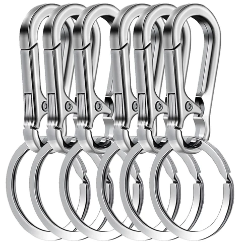 6Pcs Carabiner Clip Keychain Metal Carabiner Shape Key Ring Keyring Key Holder…