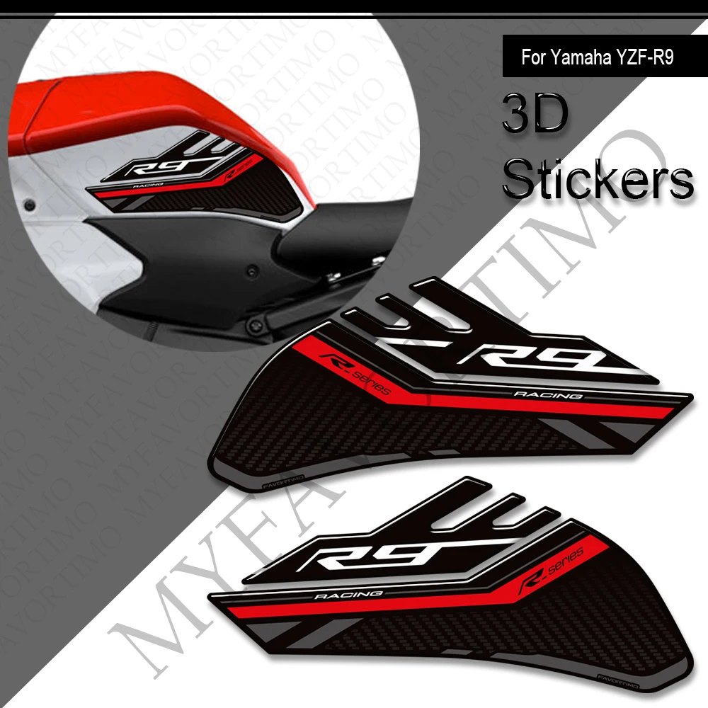 YZFR9 2025 オートバイ燃料タンクパッドステッカー 3D ニーグリップトラクション保護デカール 防水 ヤマハ YZF-R9 YZF R9 2026用