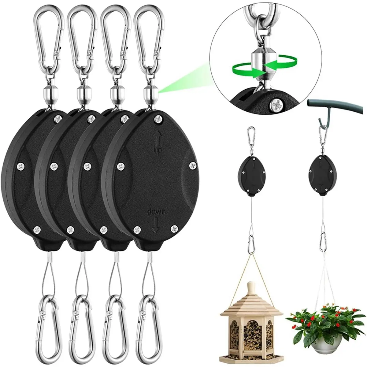 (ABAB) Heavy Duty Retractable Plant Hangers with 63