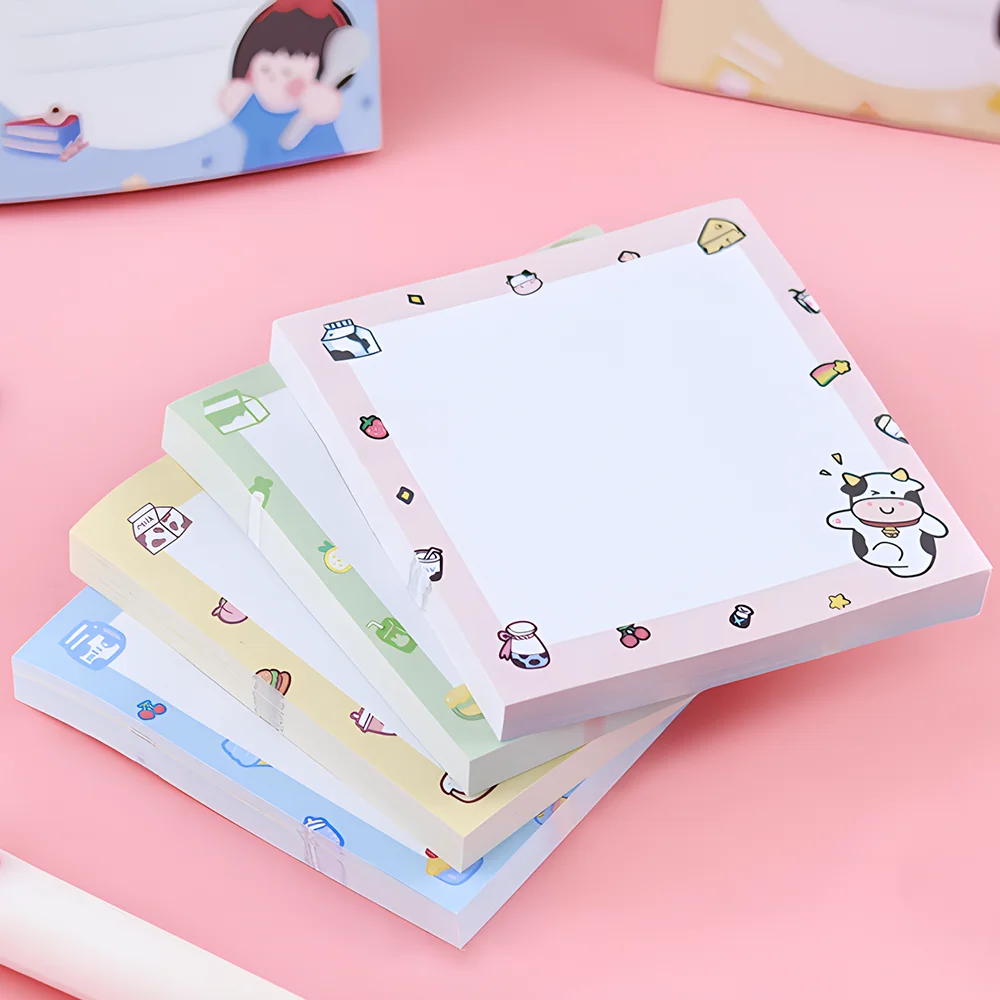 Notas pegajosas engraçadas e bonitos, Kawaii Girl Bear Cow Memo Pad, Post Notepad, Planejador diário, Check Shopping, Para fazer a lista, Tabs Índice