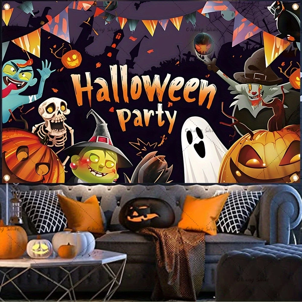 Halloween Night Party Backdrop Scary Skull Blood Pumpkin Lantern Zombie Ghost Witch Castle Baby Portrait Photography Background