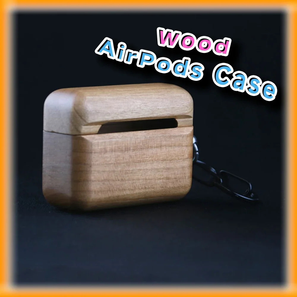 Wood Headset Case for Apple Airpods 1 2 3 Pro Fashion Creative Old School Anti-drop Protective cover for AirPods Case