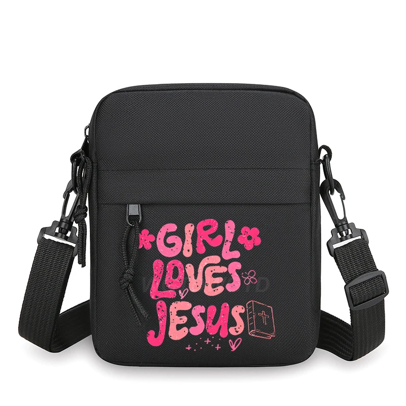 

Винтажная женская сумка через плечо Girl Loves Jesus с цветочным узором и маленьким крестом, на молнии, христианская, мини-сумка для телефона, легкая сумка-мессенджер