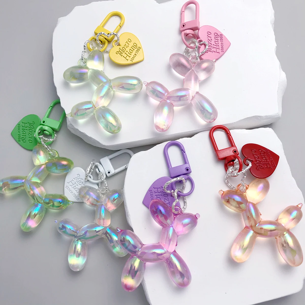 Candy Color Sweet Resin Balloon Dog Keychain, Fun Accessory