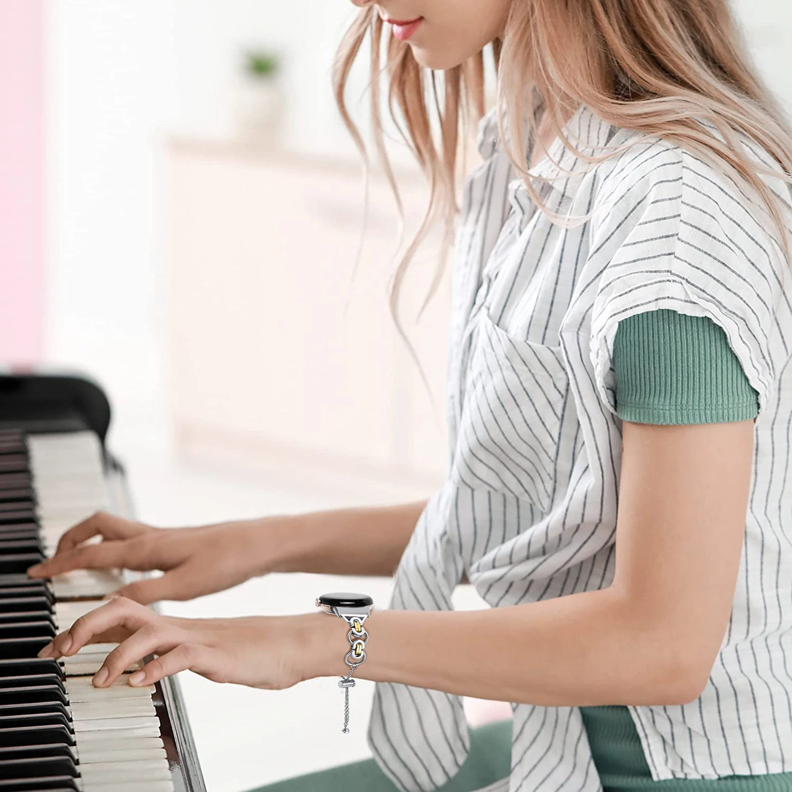 Tali Baja Tahan Karat Tanpa Celah untuk Google Pixel 3 41Mm Gelang Jam Aksesori Jam Tangan Pintar Tali Berlian untuk Pixel 2 1 Tali Jam Tangan