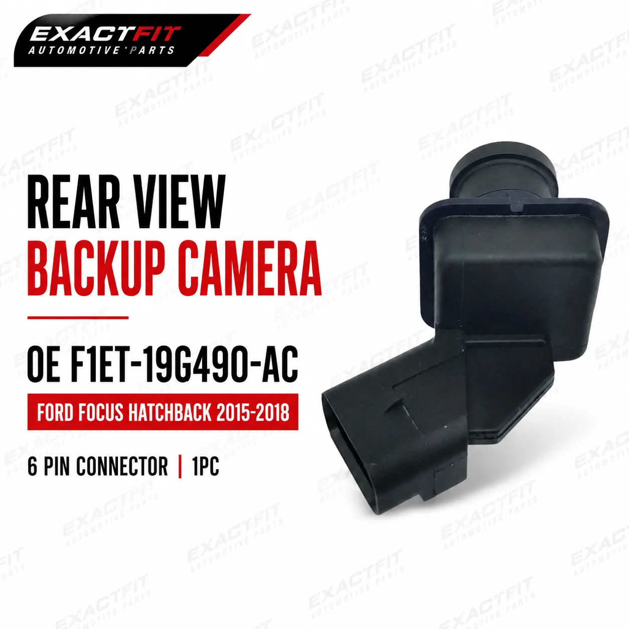 Rear View Backup Camera for Ford Focus Hatchback 2015 2016 2017 2018 F1ET-19G490-AC 6-Pin Connector Mounting Flange Assembly
