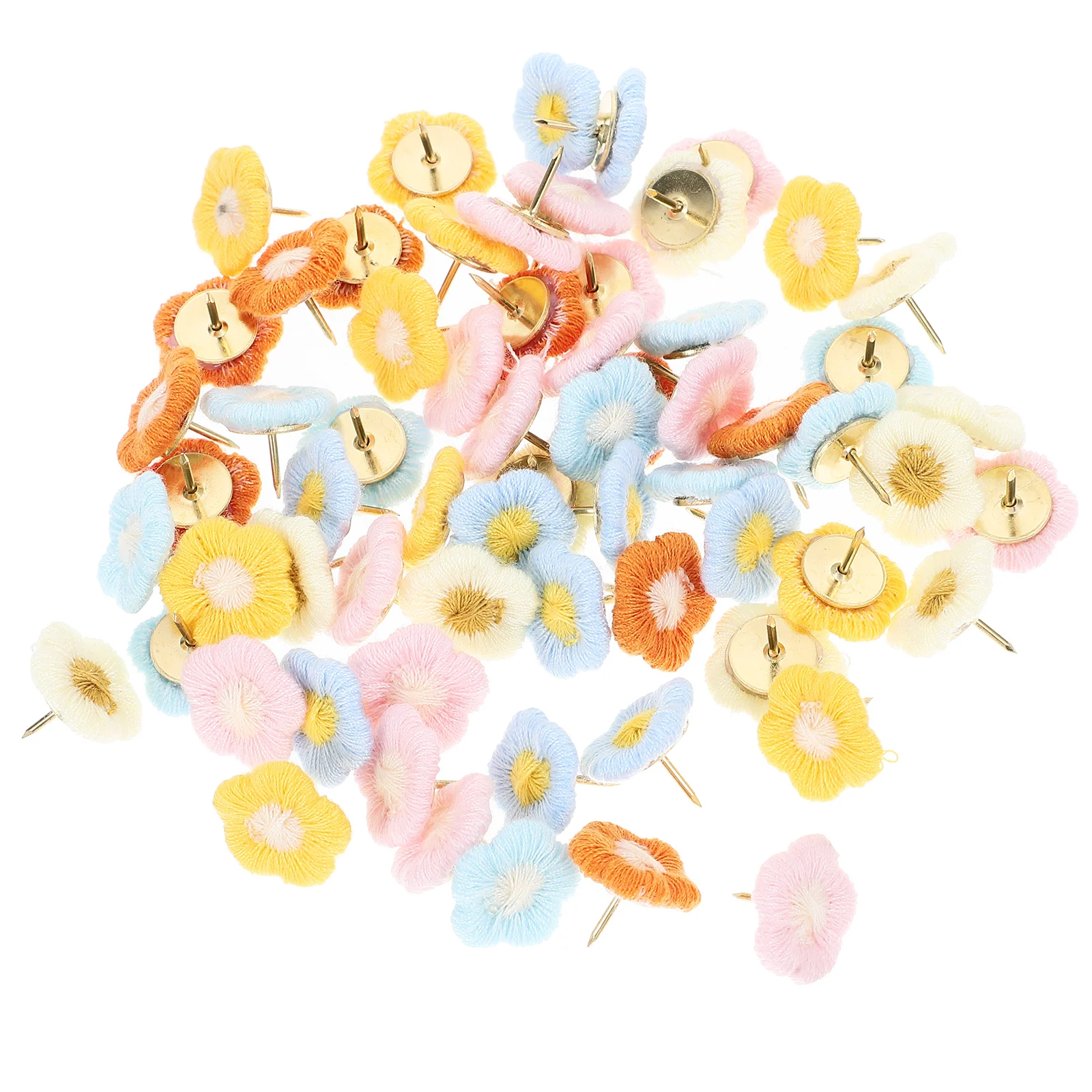 

60pcs Flower Shaped Pushpins Multi-Function Thumb Tacks Compact Convenient Home Supply Office Accessories Map Supplies