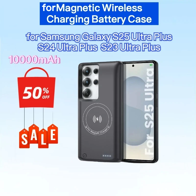

10Ah for Samsung Galaxy S25 Ultra Plus Battery Pack for Magnetic Wireless Charging Battery Case Designed for Samsung