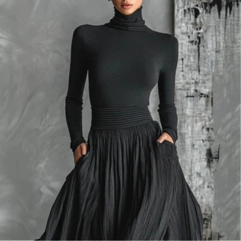 

Fall/Winter 2025 French Retro Elegant Slim Gothic Halloween Women's Long Dress