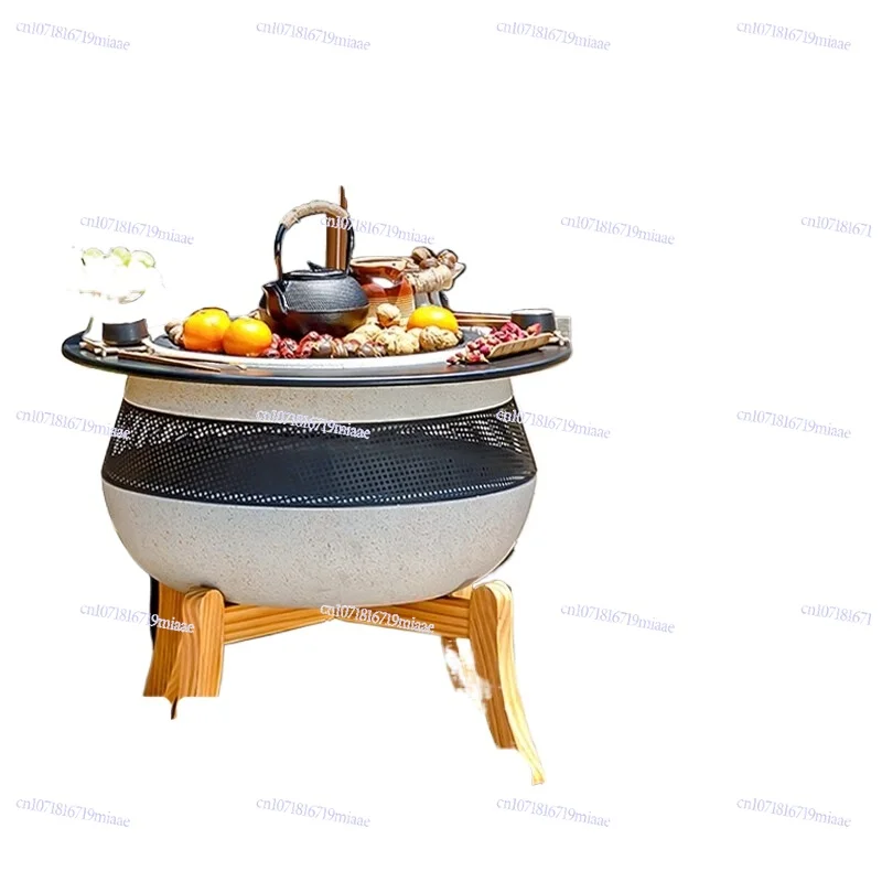 

Outdoor courtyard grill stove enclosure, tea making charcoal grill table set