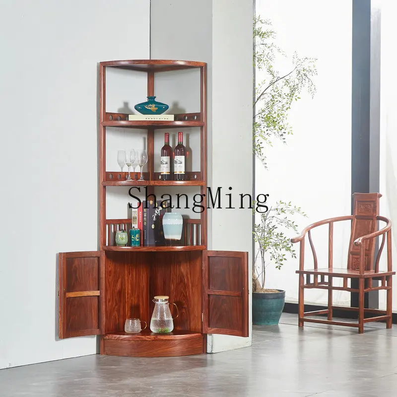 

FG mahogany hedgehog red sandalwood corner cabinet solid wood corner right angle cabinet wall triangle cabinet shelf