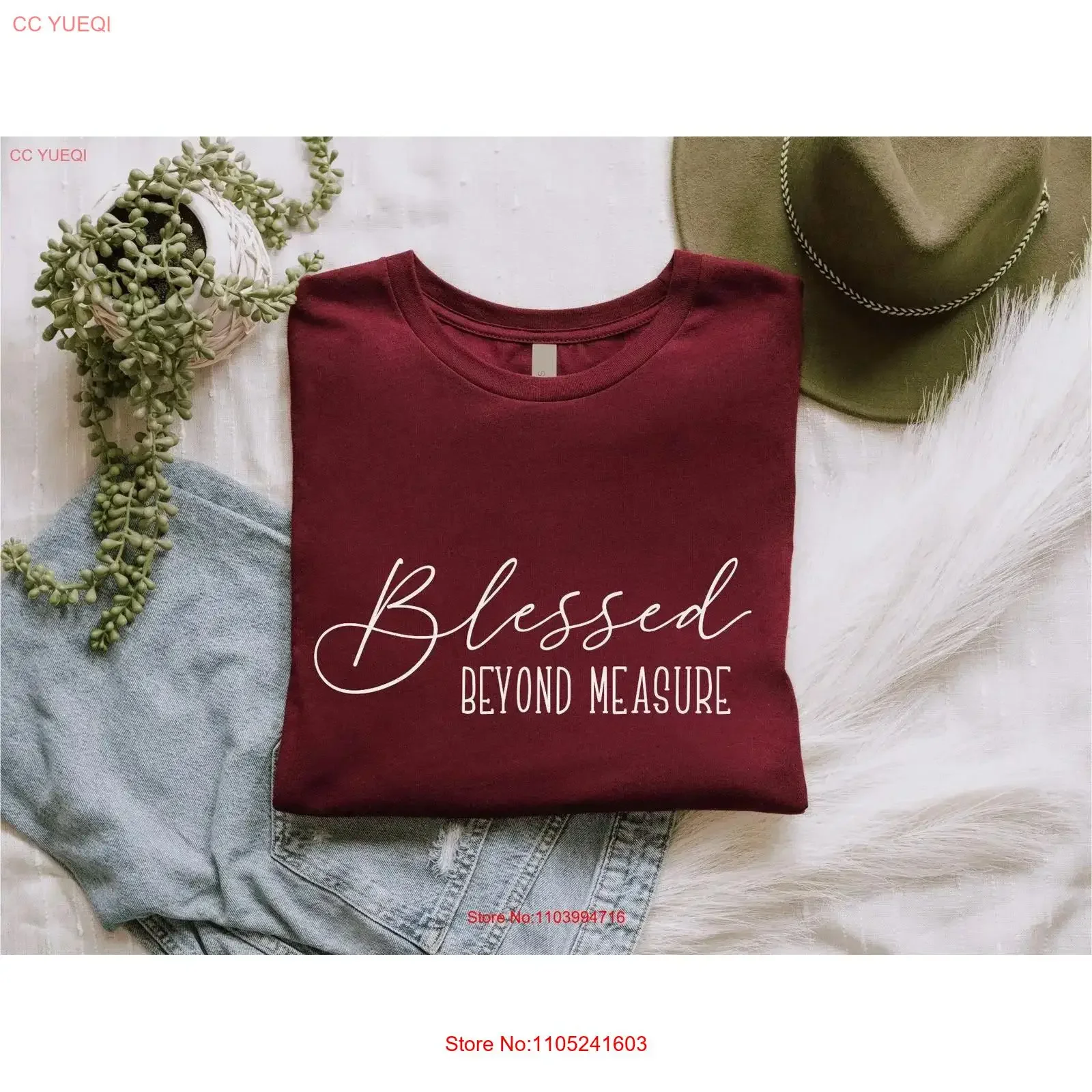 Blessed Beyond Measure Boho Christian T Shirt Trendy Cute Bible Verse Sister Daughter vintage Washed Slightly streetwear Unisex