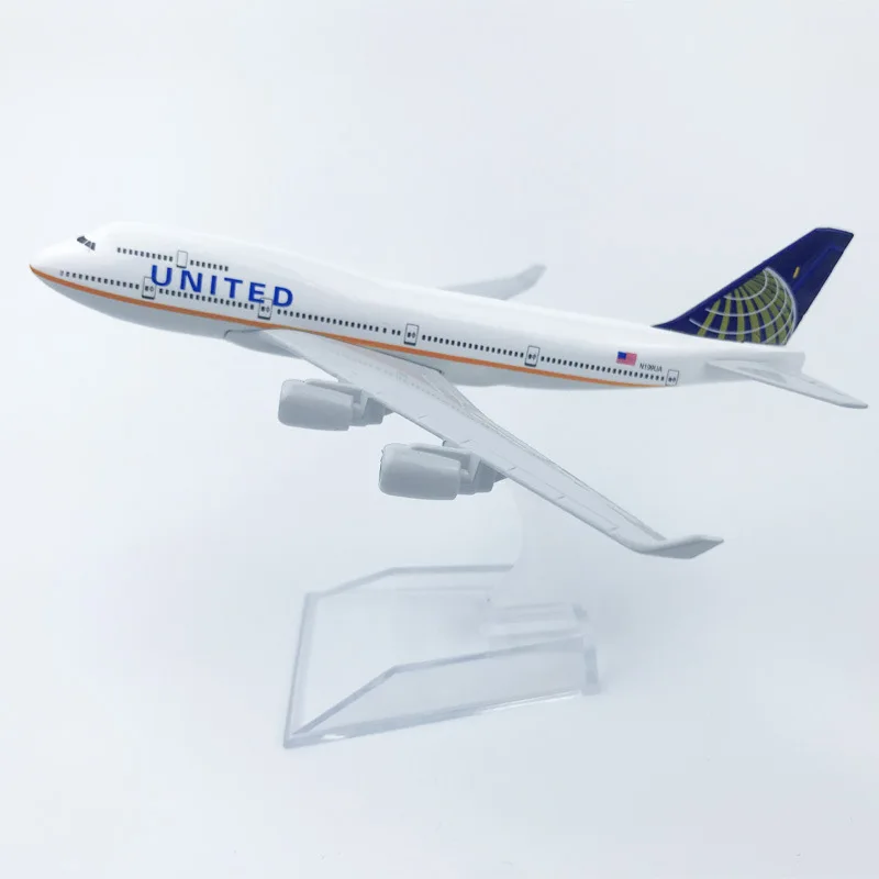 

Комплект модели самолета B747 United Airways, сувенир, 16 см, модель самолета из сплава металла, масштаб 1:400, авиационный подарок, собранный для детей