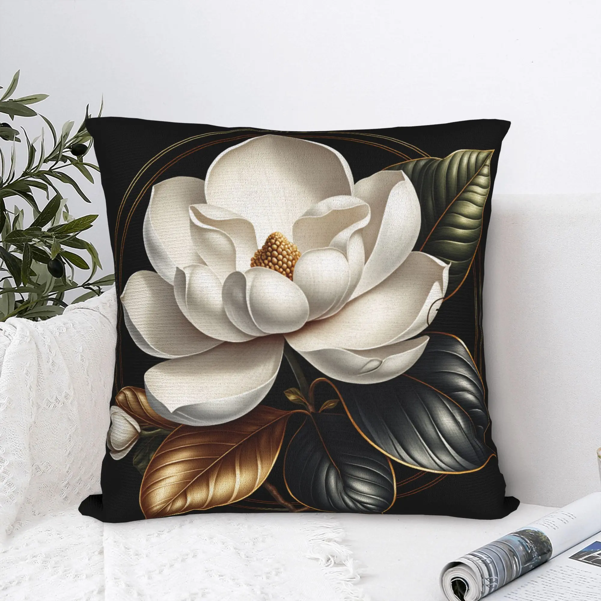 Black White Gold Flower Pillow Cover  Morden Pillow Case For Sofa Home Decor Soft Cushion Cover Gift
