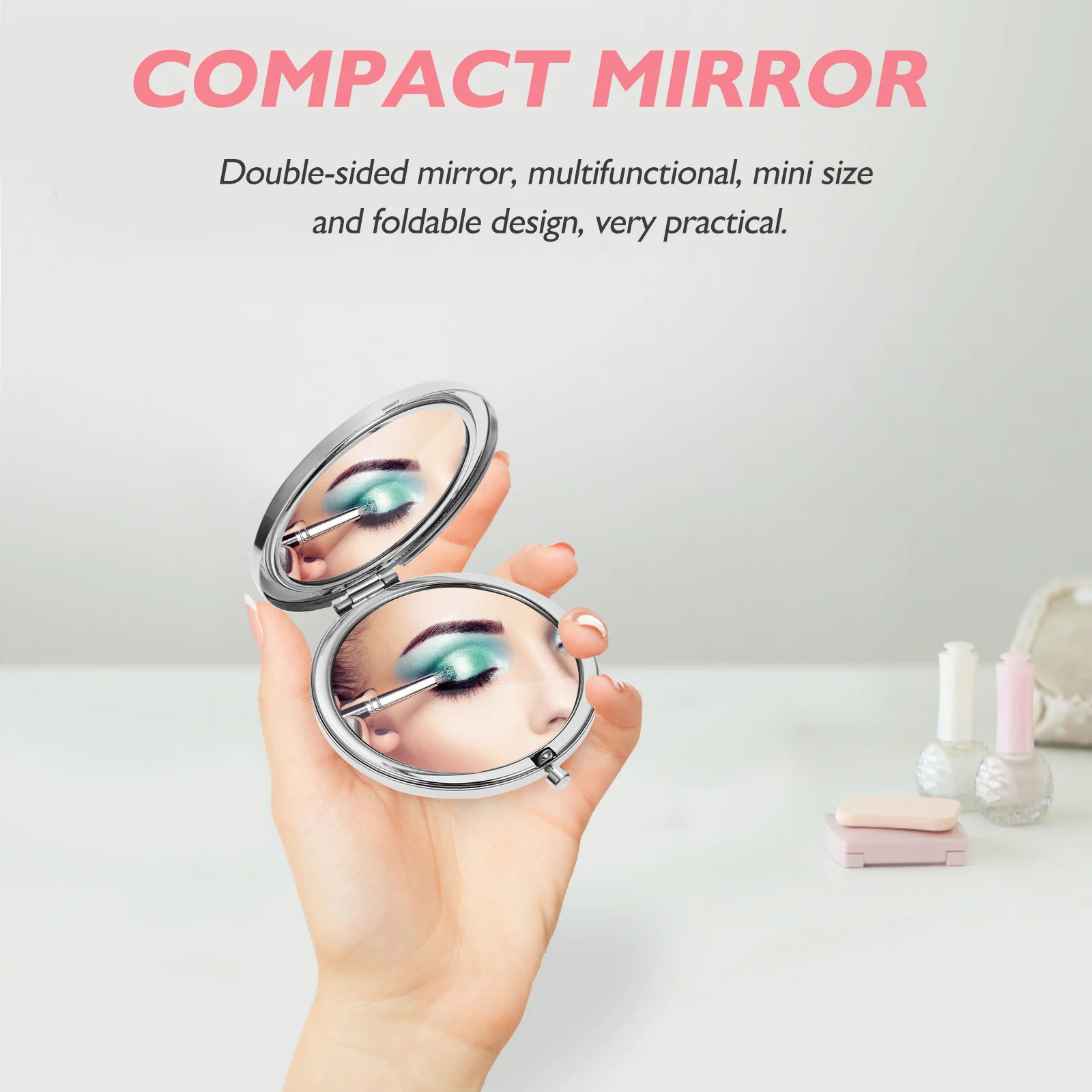 

Make Up Mirror Rhinestone Decorated Compact Double Side Portable Foldable Mirror for Women Travel Outdoor Handbag Essential Gift