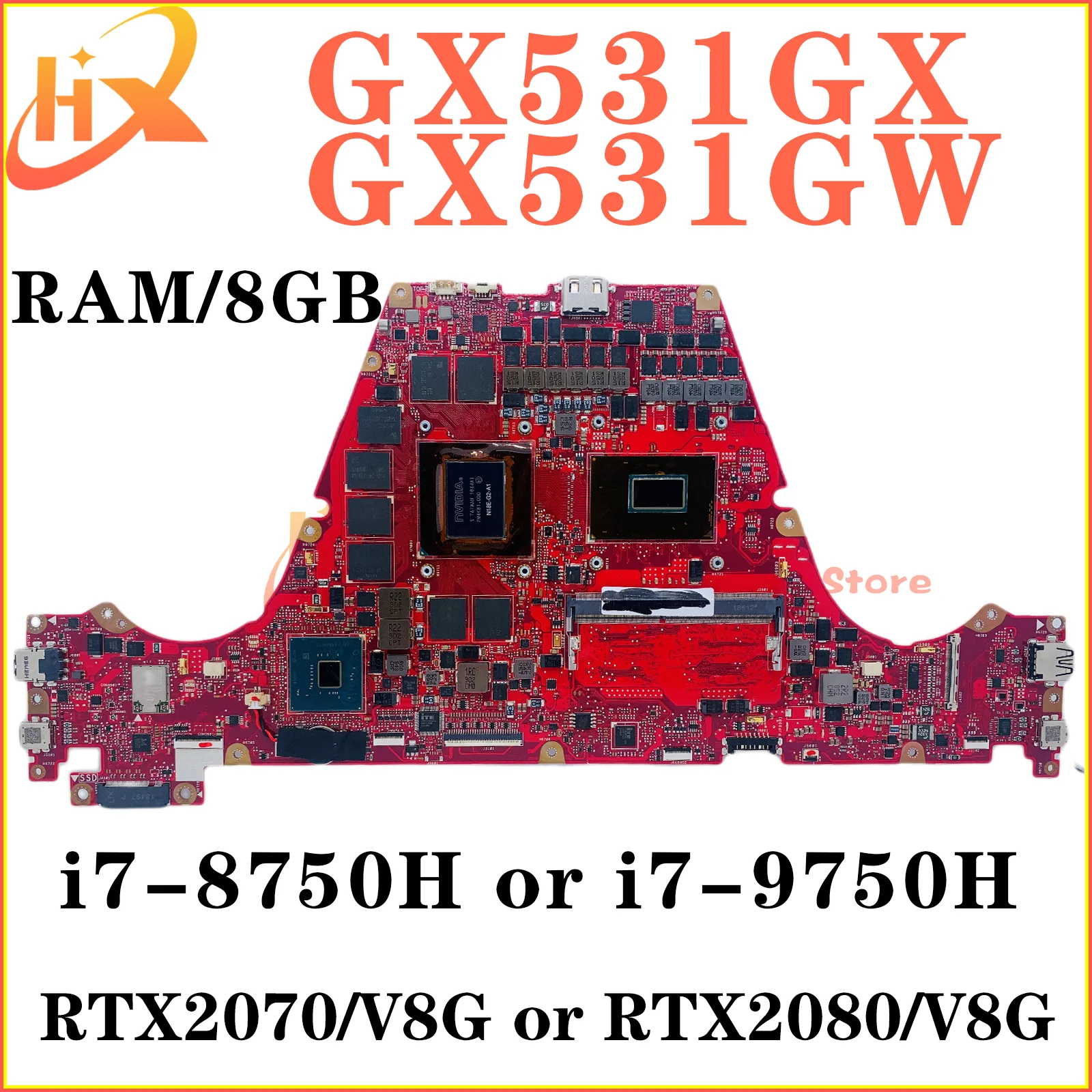 Imagem -03 - Placa-mãe Portátil para Asus Gx531g Gx531gs Gx531gm Gx531gv Gx531gx Gx531gw Gx531gwr i7 ° ° V6g V8g Ram 8gb