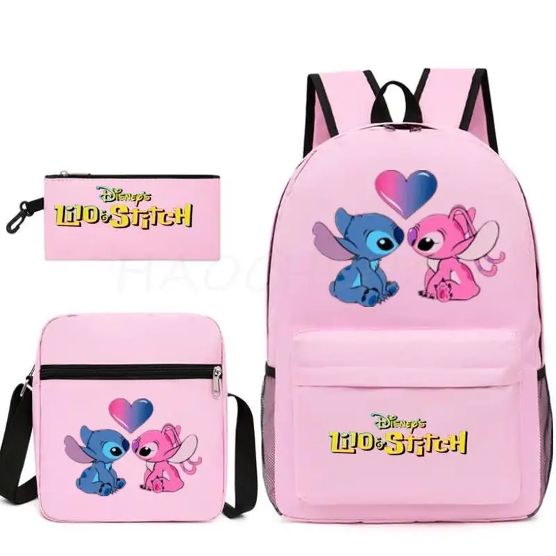 Newest Disney Stitch Women Men Laptop Bookbags Laptop Back Pack 3PCS School Bags For Teenage Girls Plecak Szkolny Bags Boys