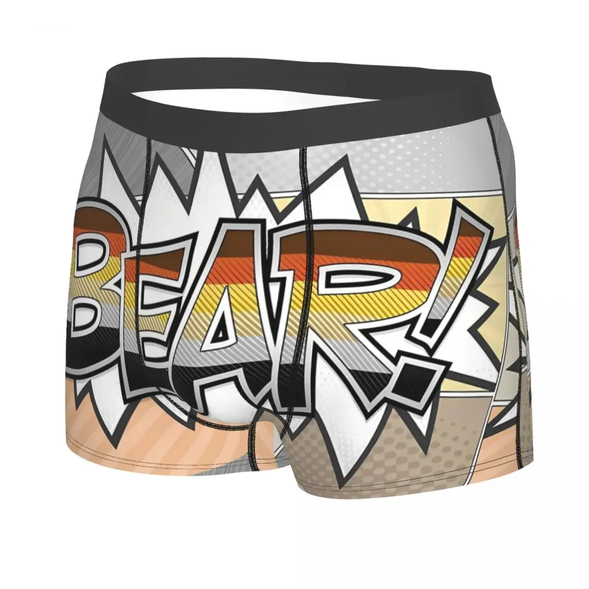 Halftone Gay Bear Typography With Background Man's Boxer Briefs Pride Flag Breathable Funny Underwear High Quality Print Shorts