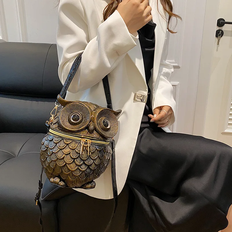 Owl Gothic Bags For Women Brand Luxury Design Crossbody Bag Personality Purse Lady High Quality Leather Handbags Round Bag