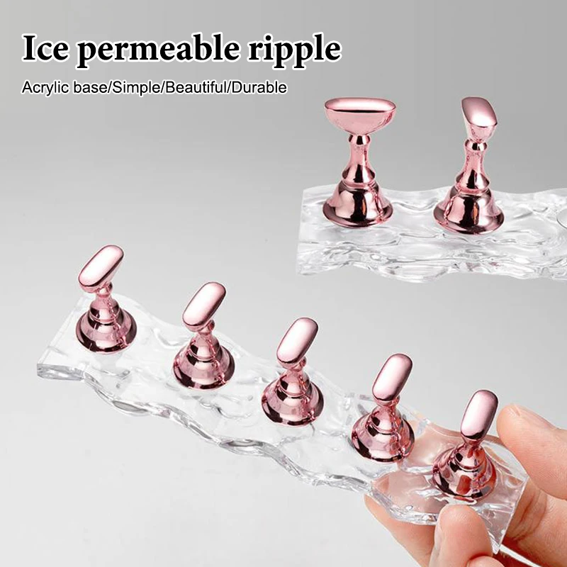 1 set supporto magnetico per unghie supporto per pratica punta per unghie finte supporto base in cristallo display per nail art per salone d'arte fai da te e pratica