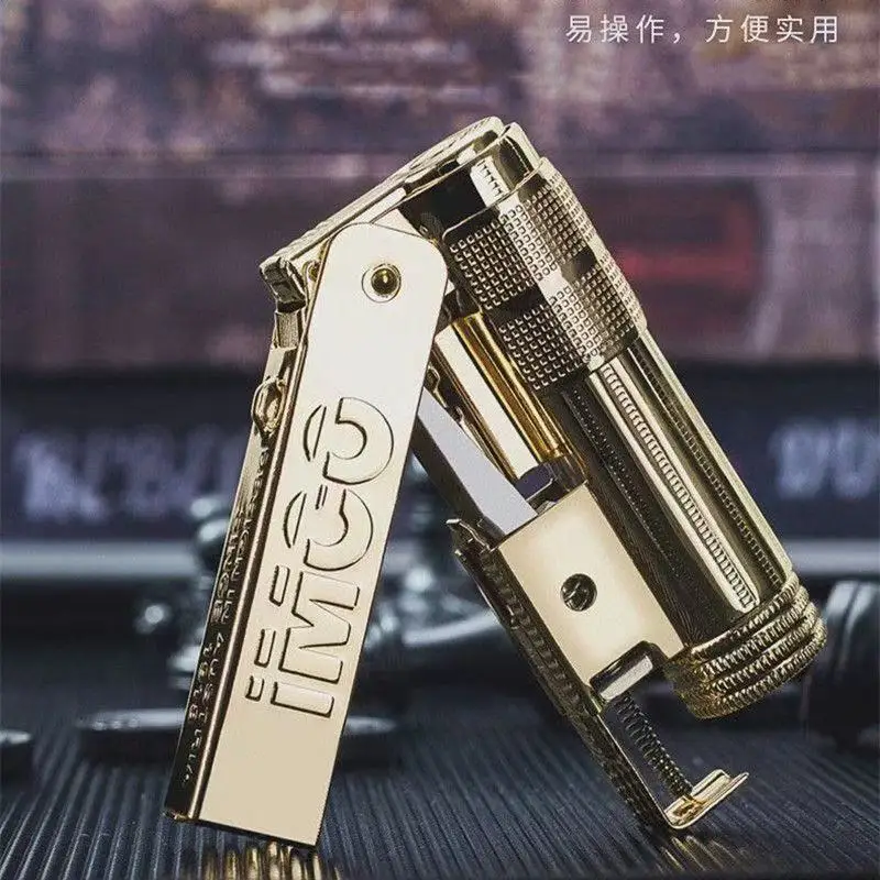 Original IMCO Lighter Old Gasolin e Flint Lighter Windproof Stainless Steel Cigarette Petrol Oil Lighter Inflated Gadgets Man