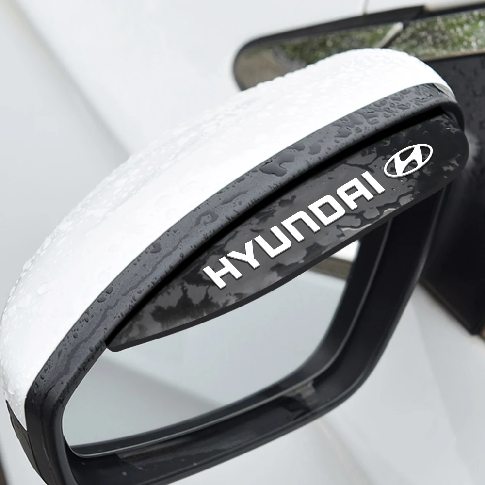 سيليكون سيارة مرآة الرؤية الخلفية غطاء للمطر الشمس قناع المطر الحاجب ملصق لشركة هيونداي N شعار خط سوناتا توكسون أزيرا إلنترا كونا
