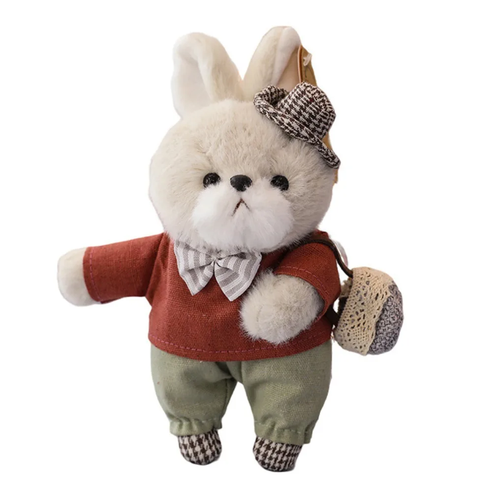 

Rabbit Family Rabbit Plush Keychain with Clothes Plush Dolls Bunny Keychain Keyholder Alloy Ring Plush Rabbit Key Ring