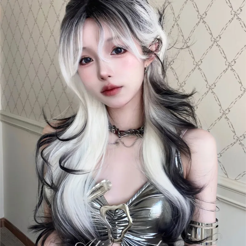 

Wig female long hair new Chinese gradient curly sweet cool full cover