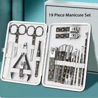 9-19PCS Manicure Kit Professional Nail Kit Stainless Steel Nail Clippers Set with Portable Brown Leather Travel Case Luxury Gift