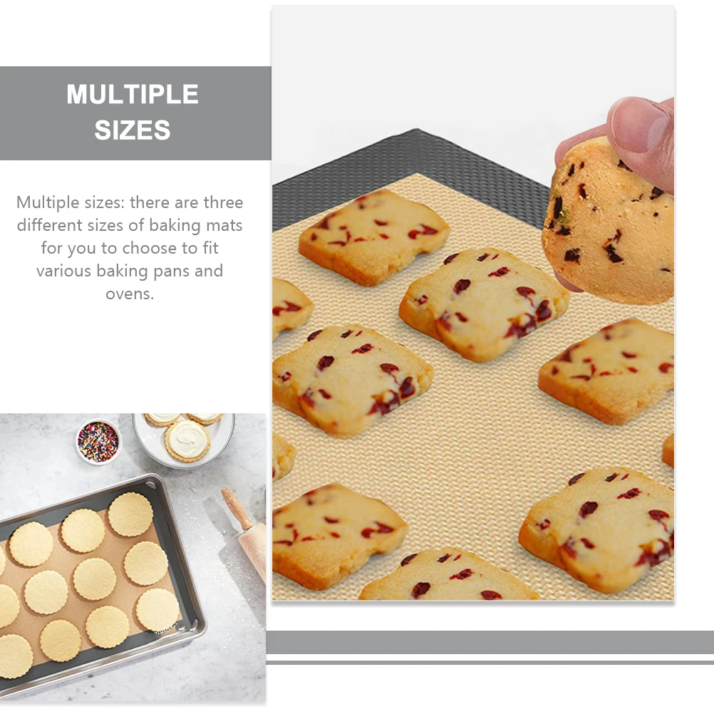

3pcs Silicone Baking Mat Nonstick Reusable High Temp Resistant 500° Safe Cookie Mats for Macarons Cookies Cakes Bread