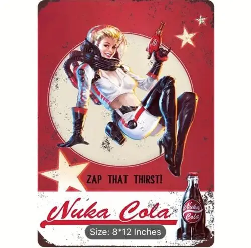 1 PCS,Cola Girl Tin Metal Sign Poster Panting Plaque Wall Decor 8x12 Inch