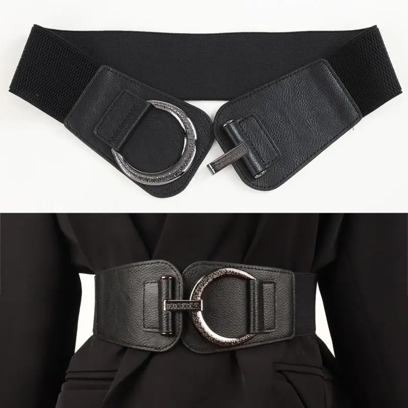 39BD All-match Ladies Waist Belt Women Straps Light Luxury Personality Large Alloy Buckle Elasticity Belt for Women Coat