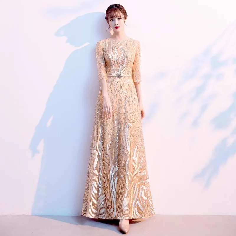 Sexy O-Neck Wedding Dress Elegant Sequins A-Line Formal Party Dress Sweet Princess Banquet Dress