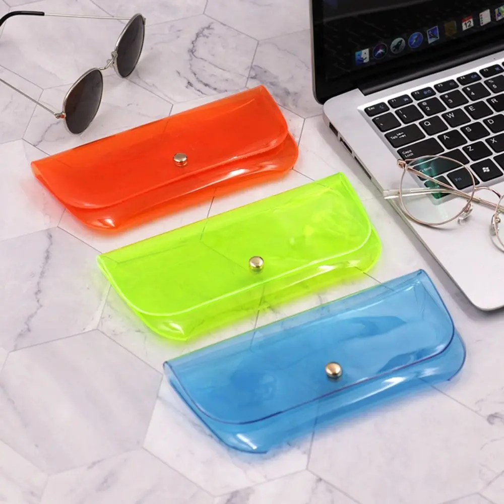 

Button Sun Glasses Case High Quality Transparent PVC Eyewear Storage Bag Waterproof Portable Sunglasses Protective Cover Girl