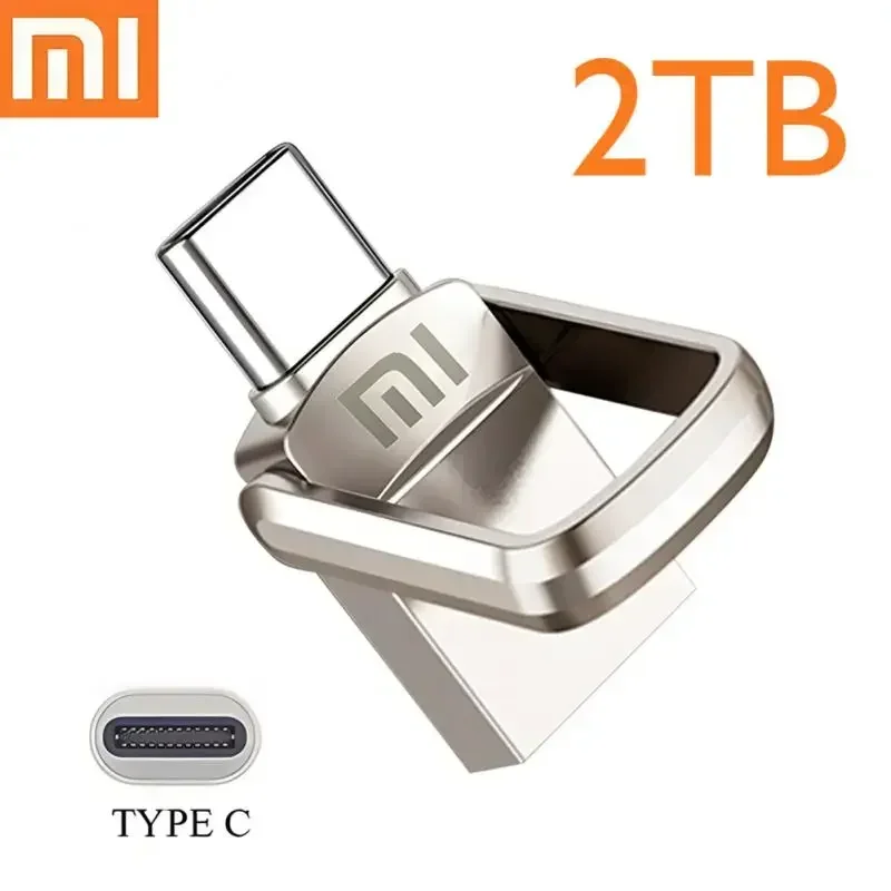 Original XIAOMI 2TB Metal U Disk 2 IN 1 OTG 1024GB 64GB Flash Drive USB 3.1 512gb 1TB Pen Drives Memory Stick Type C Adapter