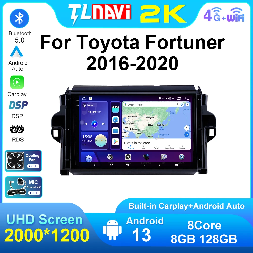 

For Toyota Fortuner 2 2016 - 2020 Car Radio Multimedia Video Player Navigation GPS Android AUTO CarPlay Head Unit