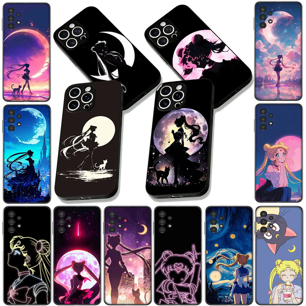 Custodia Per Telefono Motorola Moto E13 E20 E32 E22 G22 G23 G32 G60 G72 G7 G8 G82 G9 Plus Power, Anime S-Sailors Girl S-Sailormoons Moon-image