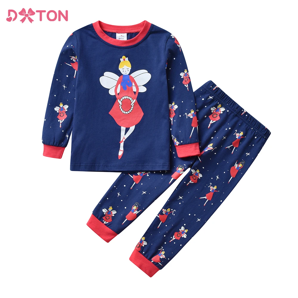 

DXTON Girls Cartoon Pajamas Sets Children Long Sleeve Casual Sleepwear Children Spring Autumn Cotton Sets Girls Princess Pyjama