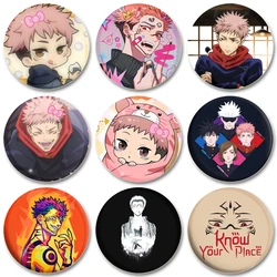 32/44/58mm Anime Cartoon Character Itadori Yuji Lapel Pins Creative Round Brooches Badge for Backpack Accessories Gifts